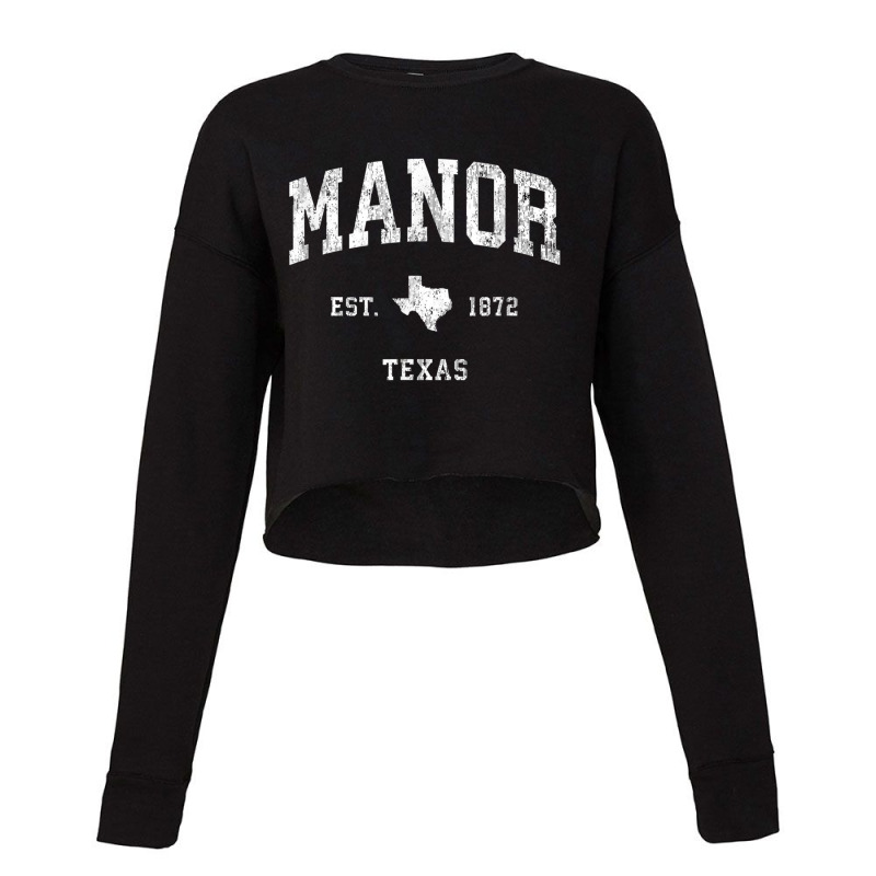 Manor Texas Tx Vintage Athletic Sports Design T Shirt Cropped Sweater by cm-arts | Artistshot