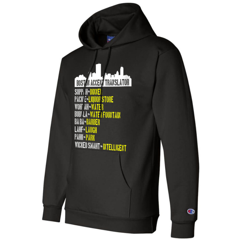 Womens Funny Boston Accent Translator For Wicked Smaht Bostonians V Ne Champion Hoodie | Artistshot