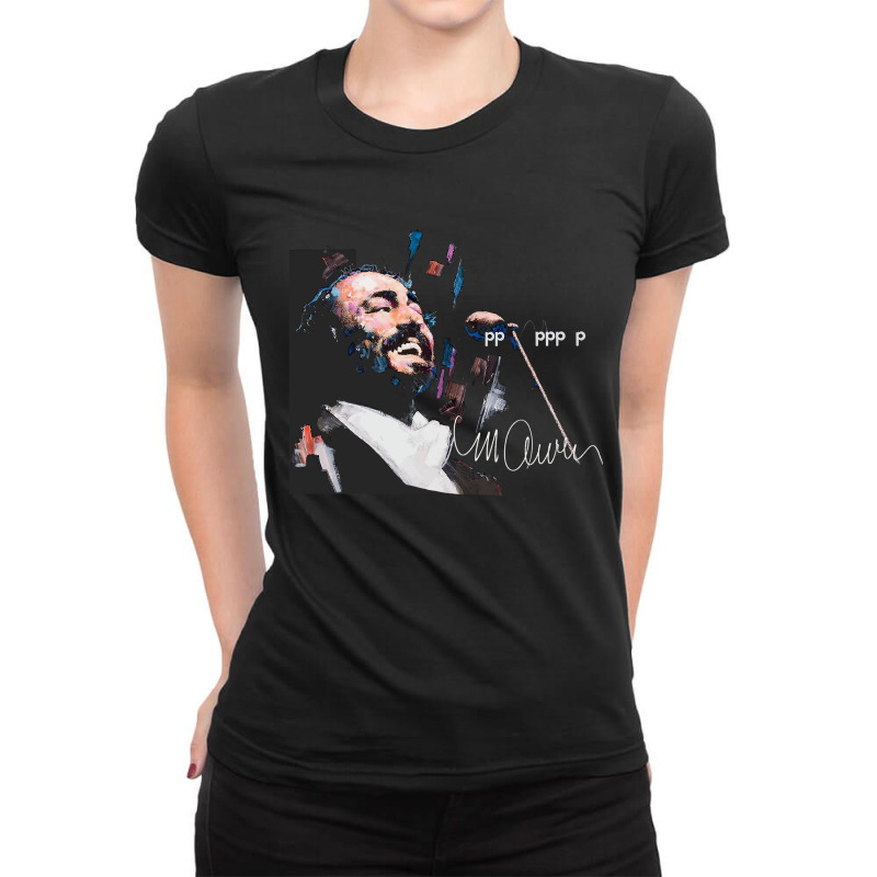 Original Portrait Of Luciano Pavarotti Shirt Ladies Fitted T-shirt | Artistshot