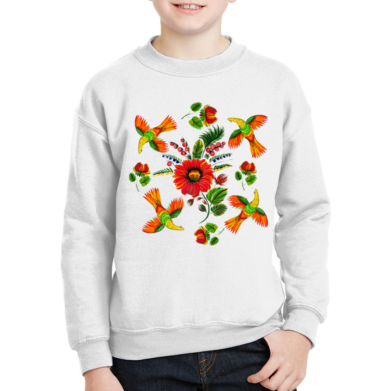 Slavic Colorful Birds, Flowers Petrykivka Painting Ethnical Premium T Youth Sweatshirt by cm-arts | Artistshot