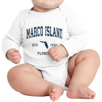 Marco Island Florida Fl Vintage Athletic Navy Sports Design Tank Top Long Sleeve Baby Bodysuit | Artistshot