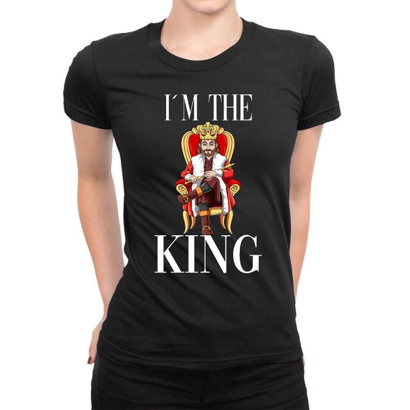 King Throne Scepter Crown Monarch Nobility Premium T Shirt Ladies Fitted T-Shirt by cm-arts | Artistshot