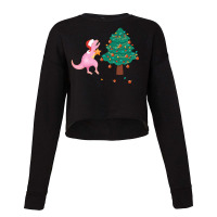 Christmas Trex Pink Cropped Sweater | Artistshot