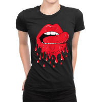 Tongue Licking Red Melting Lips Tank Top Ladies Fitted T-shirt | Artistshot