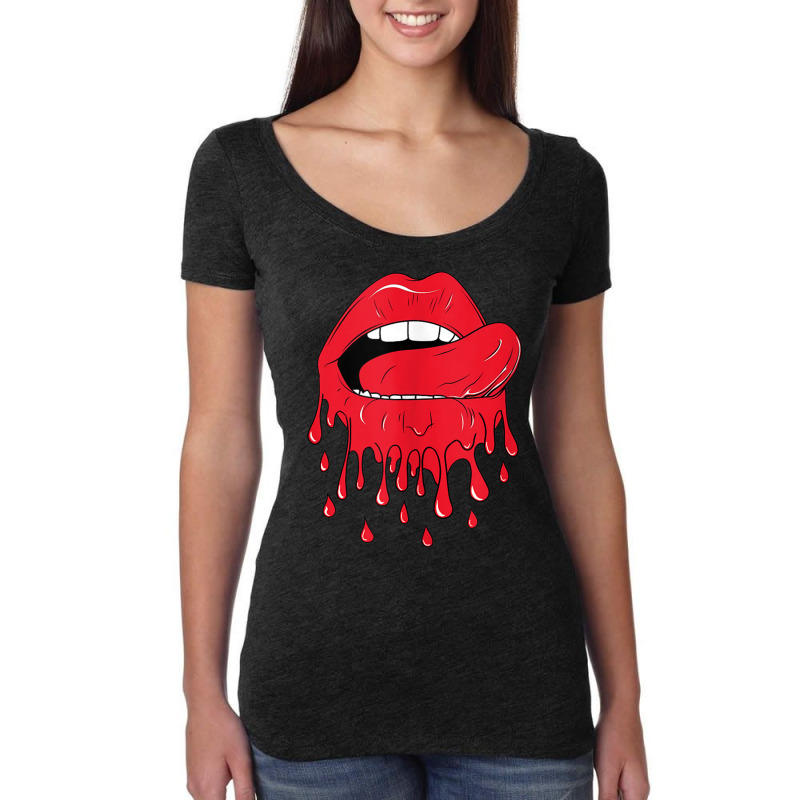 Tongue Licking Red Melting Lips Tank Top Women's Triblend Scoop T-shirt by cm-arts | Artistshot