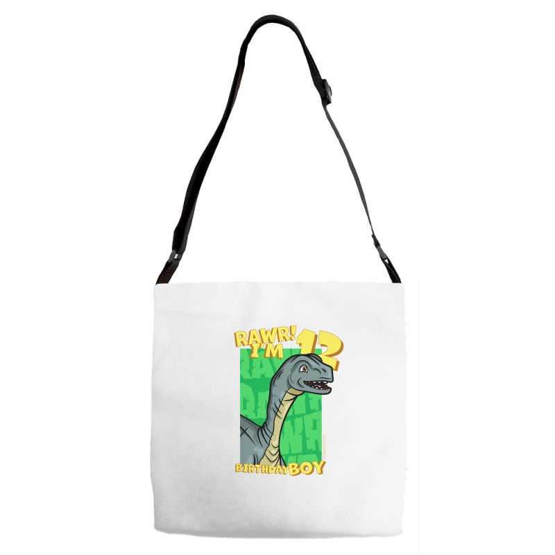 Rawr! I'm 12 Birthday Boys 12th Birthday Dino Mussaurus Adjustable Strap Totes | Artistshot