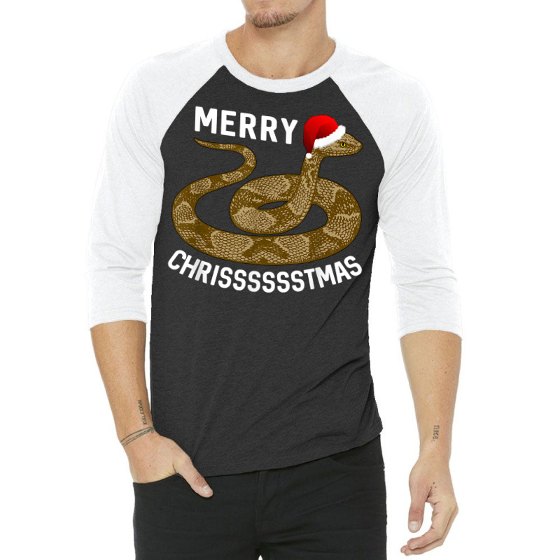 Merry Hissmas Christmas Santa Hat Copperhead Snake T Shirt 3/4 Sleeve Shirt | Artistshot