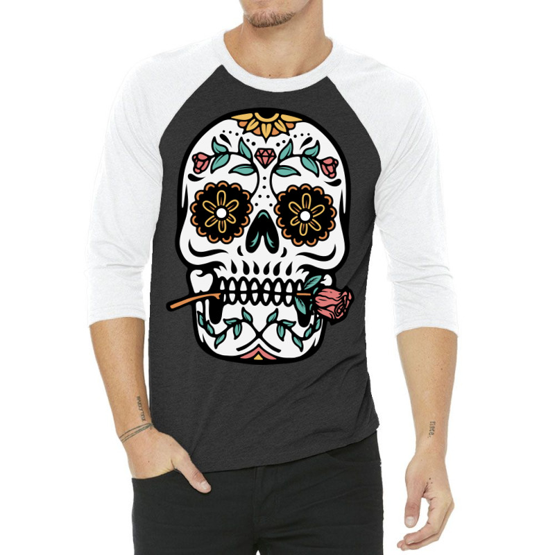 Mexican Skull 3/4 Sleeve Shirt | Artistshot