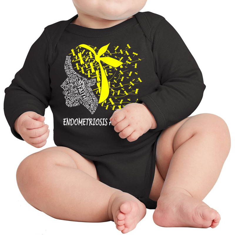 We Wear Yellow For Endometriosis Awareness T Shirt Long Sleeve Baby Bodysuit by cm-arts | Artistshot