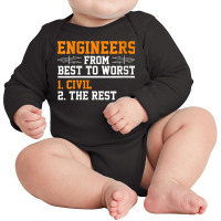 Womens Engineers Best To Worst Civil Engineer Dad V Neck T Shirt Long Sleeve Baby Bodysuit | Artistshot