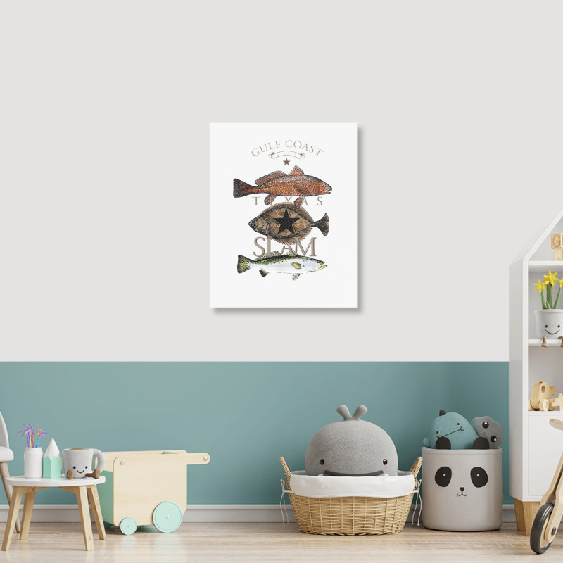 Texas Slam Fishing Red Drum Flounder Trout T Shirt Portrait Canvas Print | Artistshot