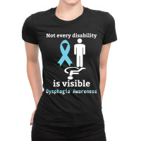 Not Every Disability Is Visible Dysphagia Awareness  Blue And Yellow R Ladies Fitted T-shirt | Artistshot