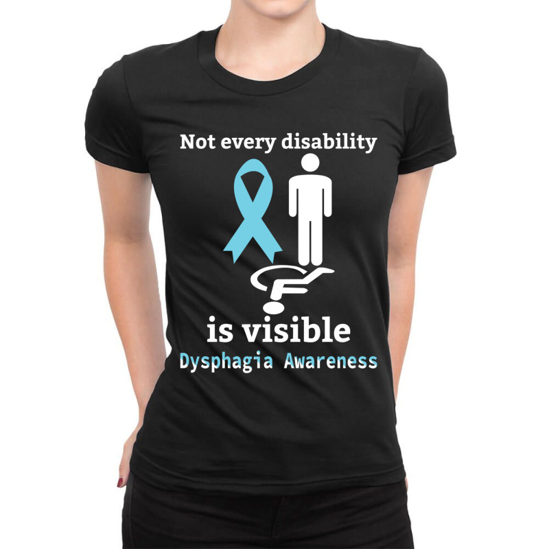 Not Every Disability Is Visible Dysphagia Awareness  Blue And Yellow R Ladies Fitted T-Shirt by cm-arts | Artistshot