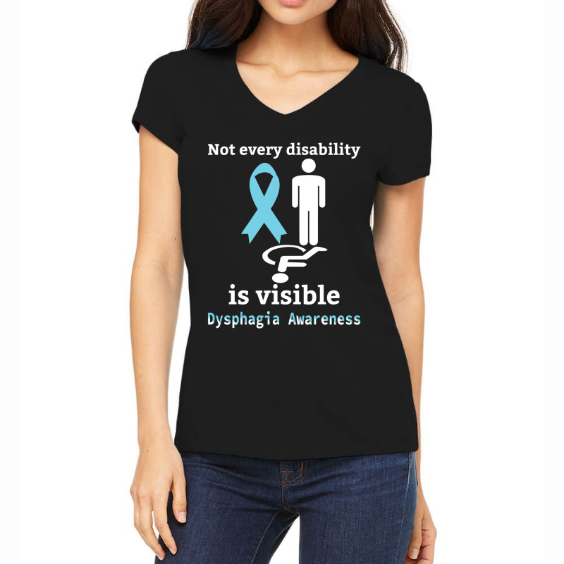 Not Every Disability Is Visible Dysphagia Awareness  Blue And Yellow R Women's V-Neck T-Shirt by cm-arts | Artistshot