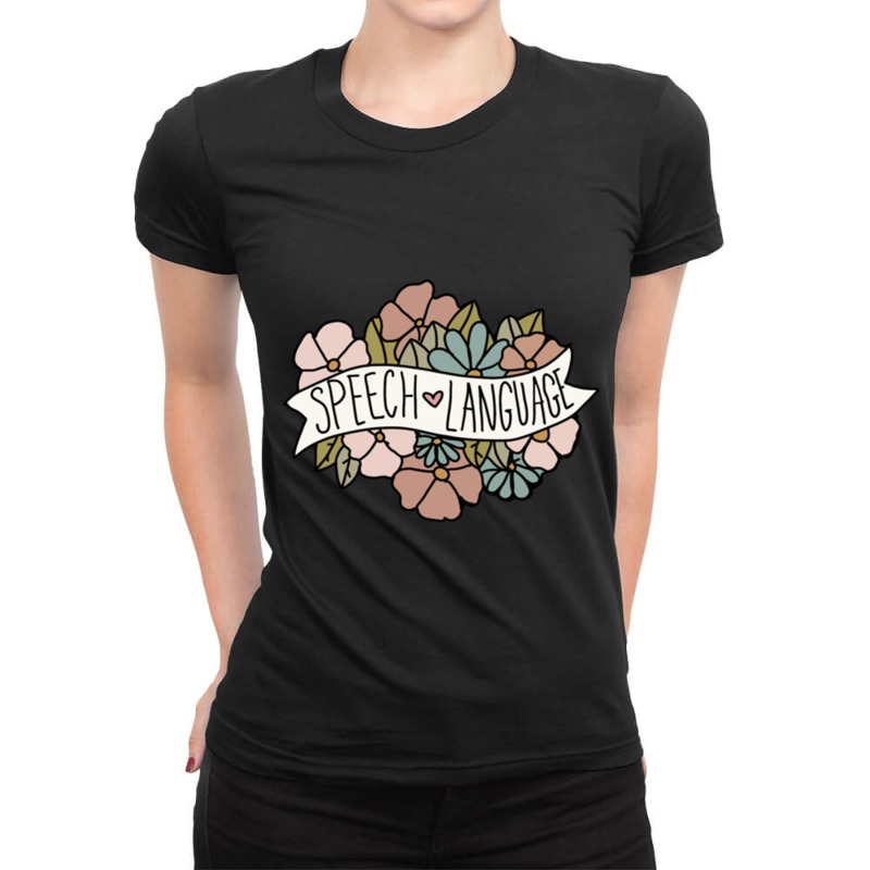 Speech Language Pathology Floral Design Ladies Fitted T-Shirt by cm-arts | Artistshot