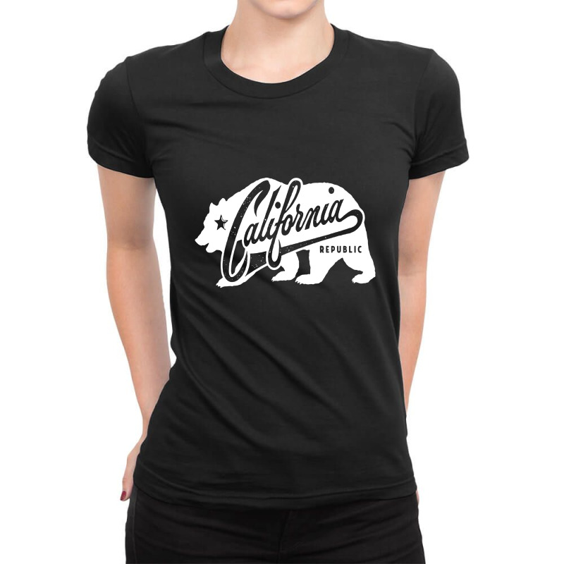 California Republic Grunge Bear Lifestyle Ladies Fitted T-Shirt by cm-arts | Artistshot