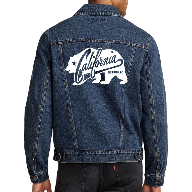 California Republic Grunge Bear Lifestyle Men Denim Jacket by cm-arts | Artistshot