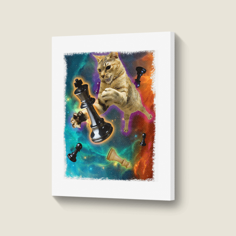 Cats In Space Chess Set Pieces Premium T Shirt Portrait Canvas Print | Artistshot