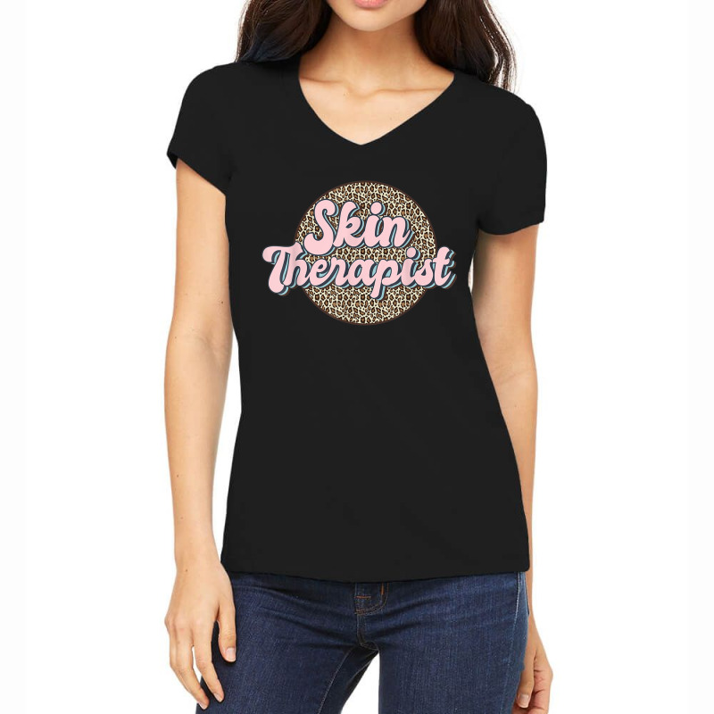 Skin Therapist Esthetician Leopard Skincare Women's V-neck T-shirt | Artistshot