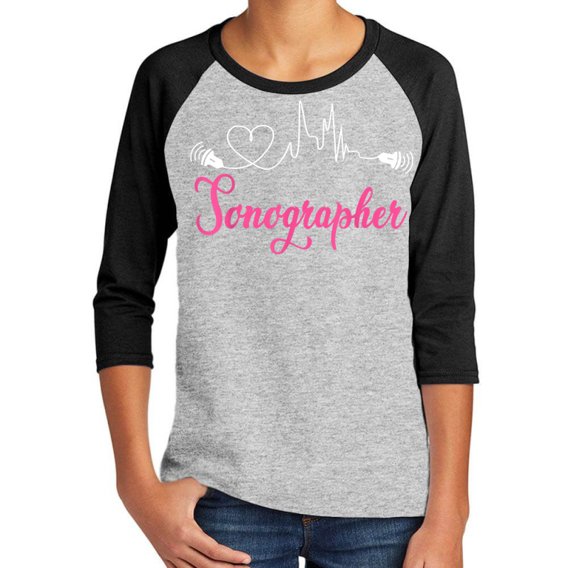 Sonographer Echo Tech Heartbeat Rdcs Cardiology Nurse T Shirt Youth 3/4 Sleeve by cm-arts | Artistshot