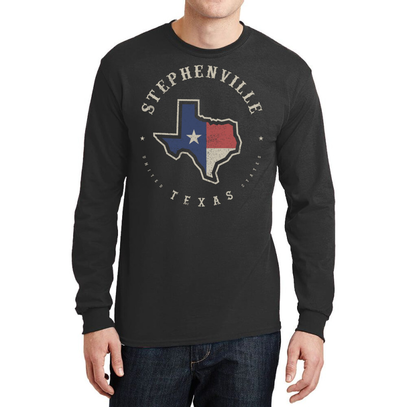 Vintage Stephenville Texas State Flag Map Souvenir Gift Long Sleeve T Long Sleeve Shirts by cm-arts | Artistshot