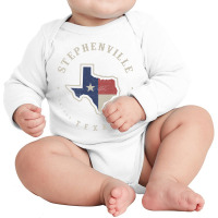 Vintage Stephenville Texas State Flag Map Souvenir Gift Long Sleeve T Long Sleeve Baby Bodysuit | Artistshot