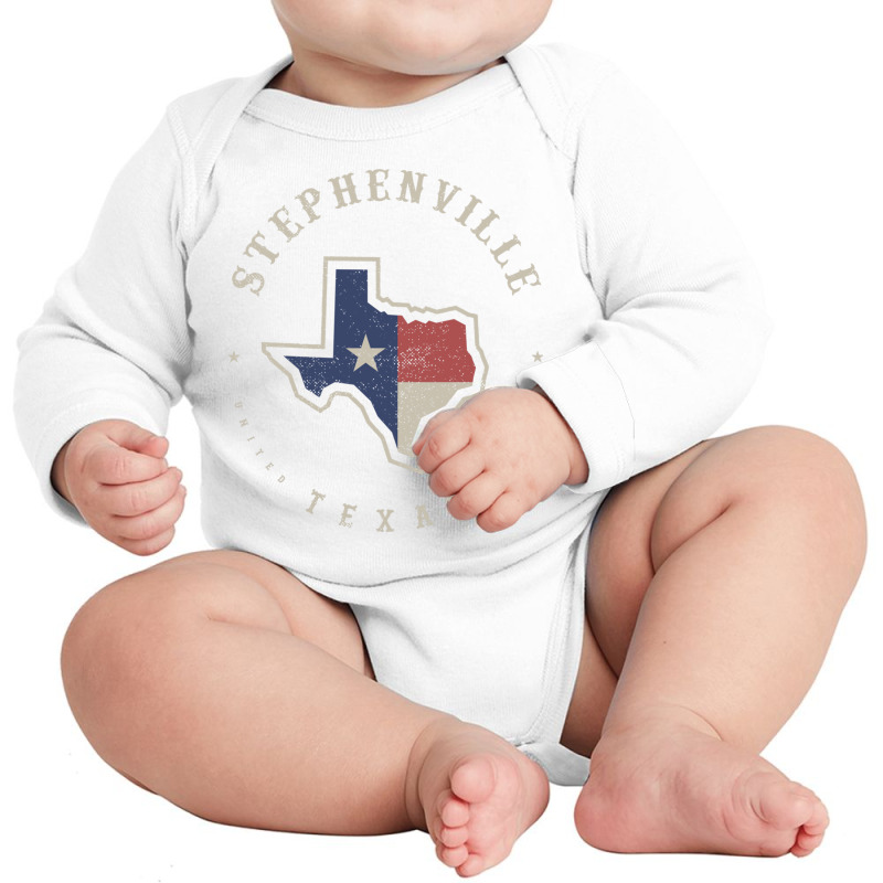 Vintage Stephenville Texas State Flag Map Souvenir Gift Long Sleeve T Long Sleeve Baby Bodysuit by cm-arts | Artistshot