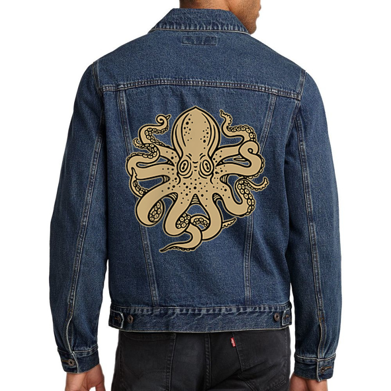 Octopus, Old School Sailor Tattoo Clipper Ship And Swallows Men Denim Jacket by SelwynOman | Artistshot