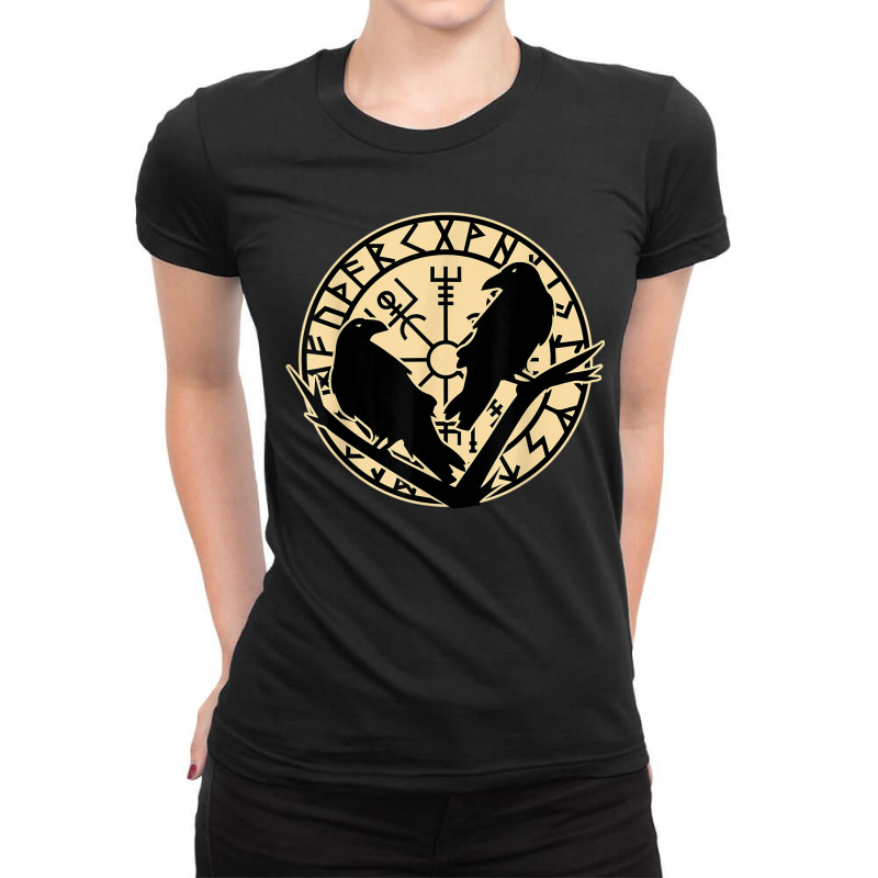 Odin Ravens Huginn Muninn Norse Mythology Vegvisir Ladies Fitted T-Shirt by SelwynOman | Artistshot