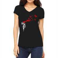 Banksy Headshot Butterfly Women's V-neck T-shirt | Artistshot