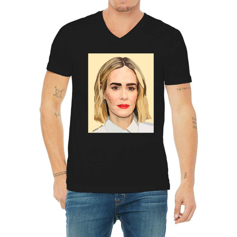 Sarah Paulson V-Neck Tee by cm-arts | Artistshot