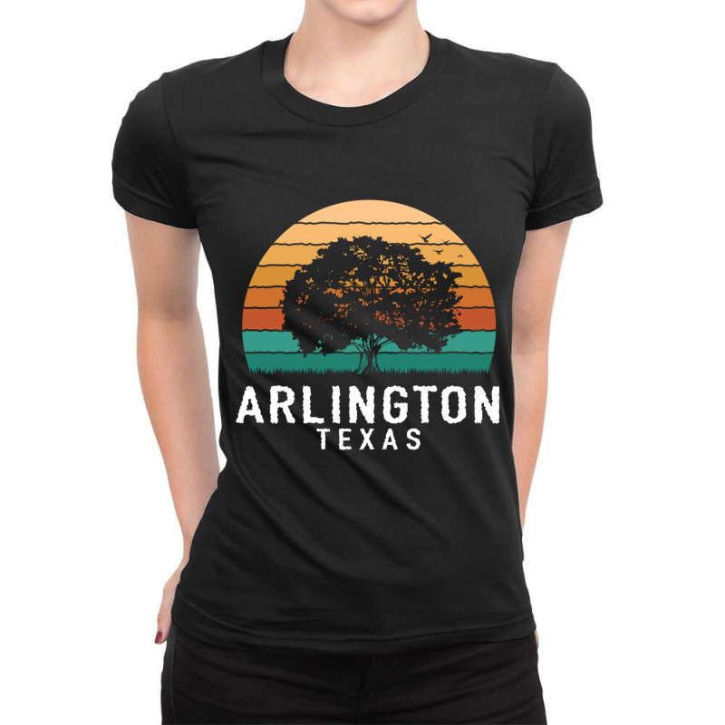 Arlington Vintage Sunset Texas Souvenir Long Sleeve T Shirt Ladies Fitted T-Shirt by cm-arts | Artistshot