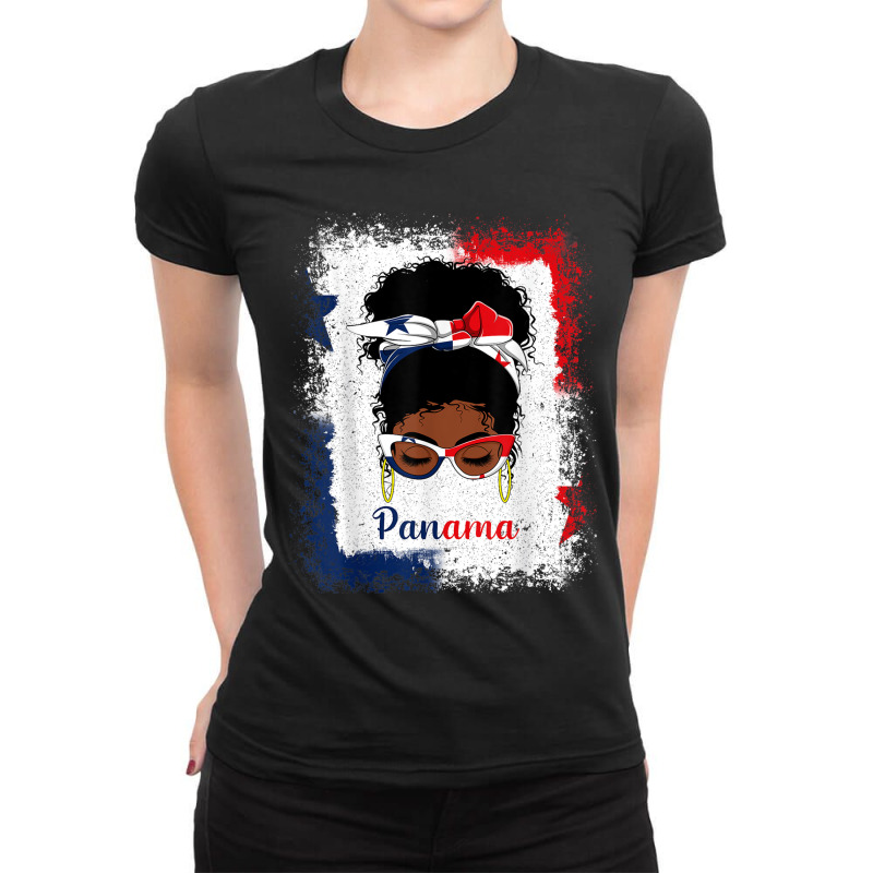 Messy Bun Panamanian Panama Flag Womens Woman Girl Ladies Fitted T-Shirt by KaseyReyes | Artistshot