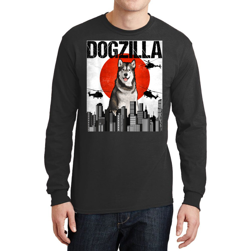 Funny Vintage Japanese Dogzilla Alaskan Malamute Long Sleeve Shirts | Artistshot