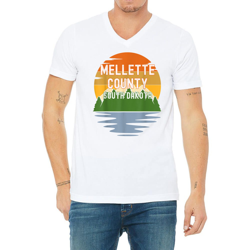 From Mellette County South Dakota Vintage Sunset T Shirt V-Neck Tee by cm-arts | Artistshot