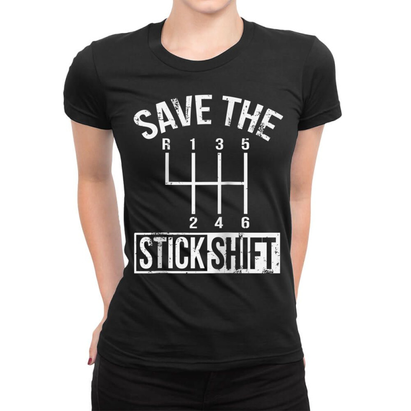 Save The Stick Shift Car Lover Manual Driver Raglan Baseball Tee Ladies Fitted T-Shirt by cm-arts | Artistshot