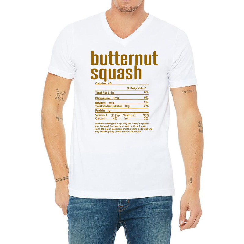 Thanksgiving Christmas Butternut Squash Nutritional Facts T Shirt V-Neck Tee by cm-arts | Artistshot