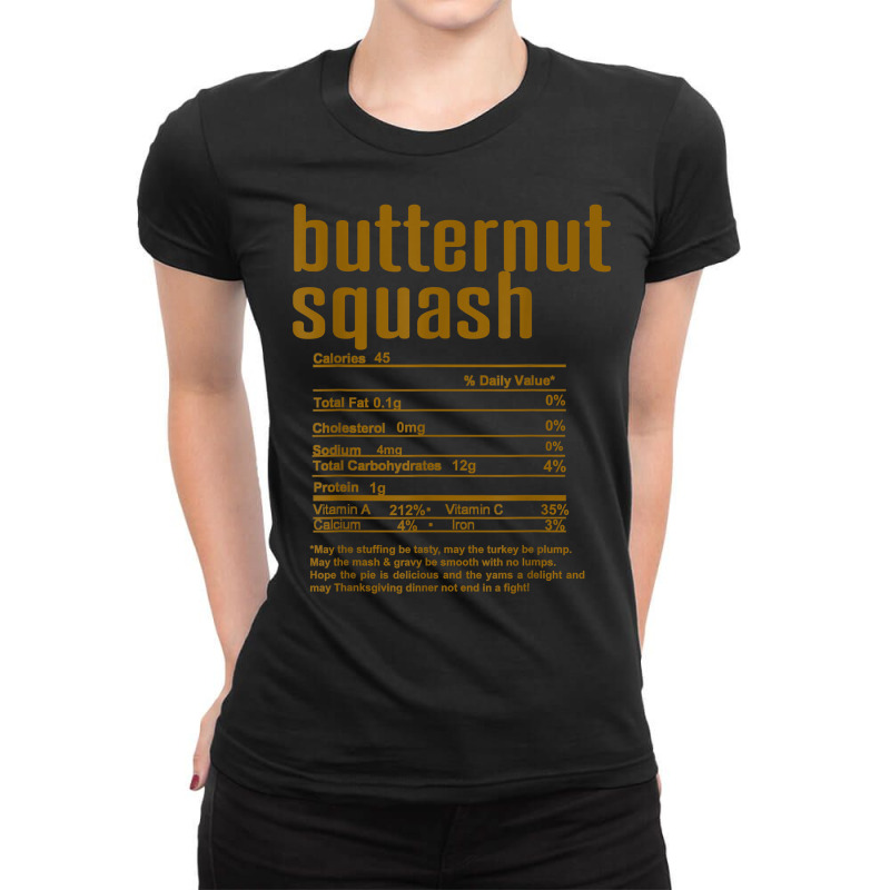 Thanksgiving Christmas Butternut Squash Nutritional Facts T Shirt Ladies Fitted T-Shirt by cm-arts | Artistshot