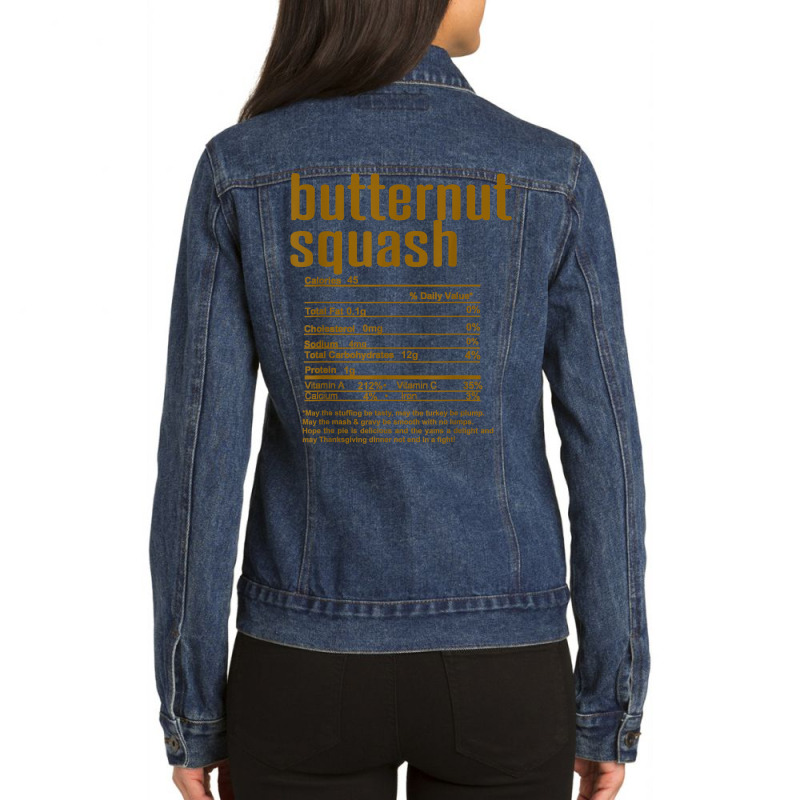 Thanksgiving Christmas Butternut Squash Nutritional Facts T Shirt Ladies Denim Jacket by cm-arts | Artistshot