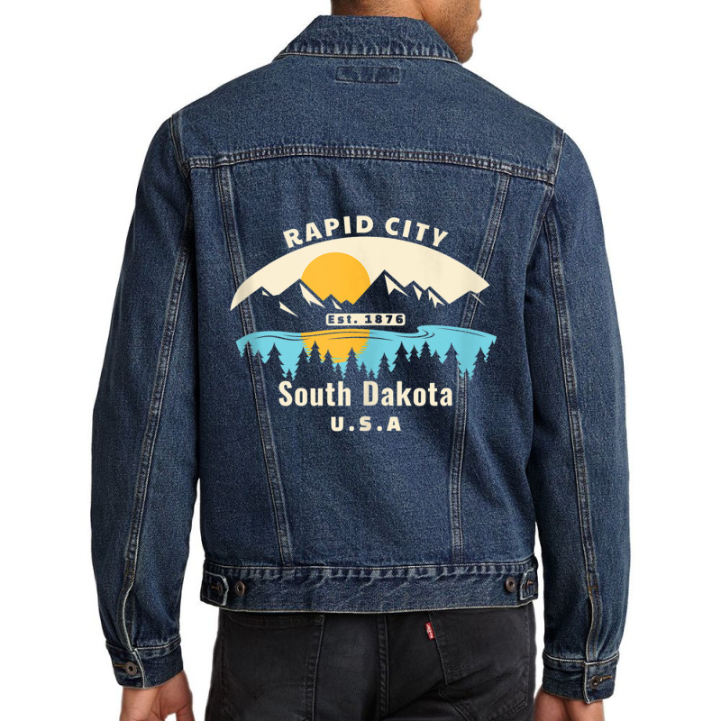 Rapid City South Dakota Souvenir Mountain Sunset River Tank Top Men Denim Jacket by cm-arts | Artistshot