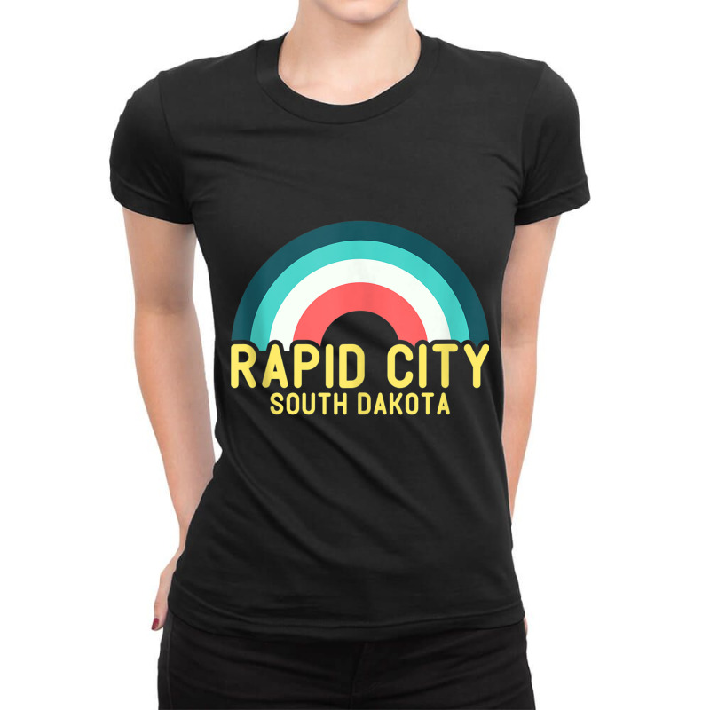 Rapid City South Dakota Vintage Retro Rainbow Tank Top Ladies Fitted T-Shirt by cm-arts | Artistshot