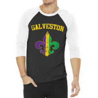 Galveston Texas Mardi Gras Fleur De Lis Symbol T Shirt 3/4 Sleeve Shirt | Artistshot