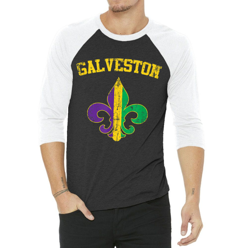 Galveston Texas Mardi Gras Fleur De Lis Symbol T Shirt 3/4 Sleeve Shirt by cm-arts | Artistshot