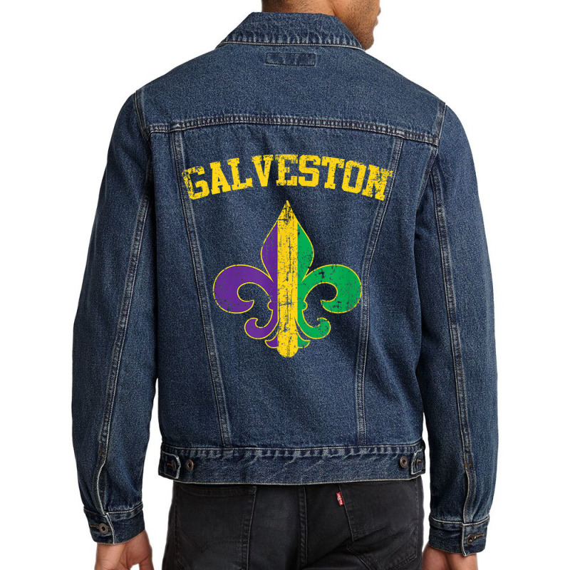 Galveston Texas Mardi Gras Fleur De Lis Symbol T Shirt Men Denim Jacket by cm-arts | Artistshot