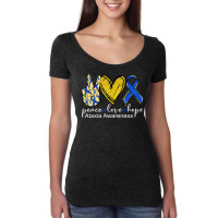 Peace Love Hope Ataxia Awareness Shirt Blue Ribbon T Shirt Women's Triblend Scoop T-shirt | Artistshot