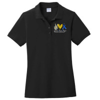 Peace Love Hope Ataxia Awareness Shirt Blue Ribbon T Shirt Ladies Polo Shirt | Artistshot