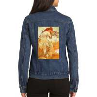 Alphonse Mucha   Art Ladies Denim Jacket | Artistshot