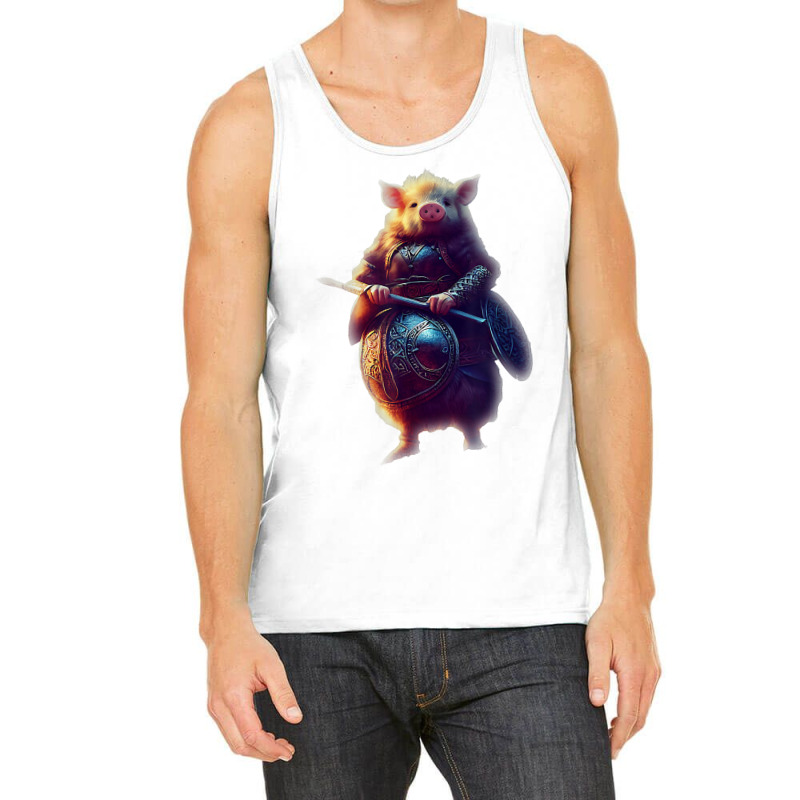 Cute Piggy Viking Character Dynamic Pose Armor Helmet T Shirt Tank Top | Artistshot