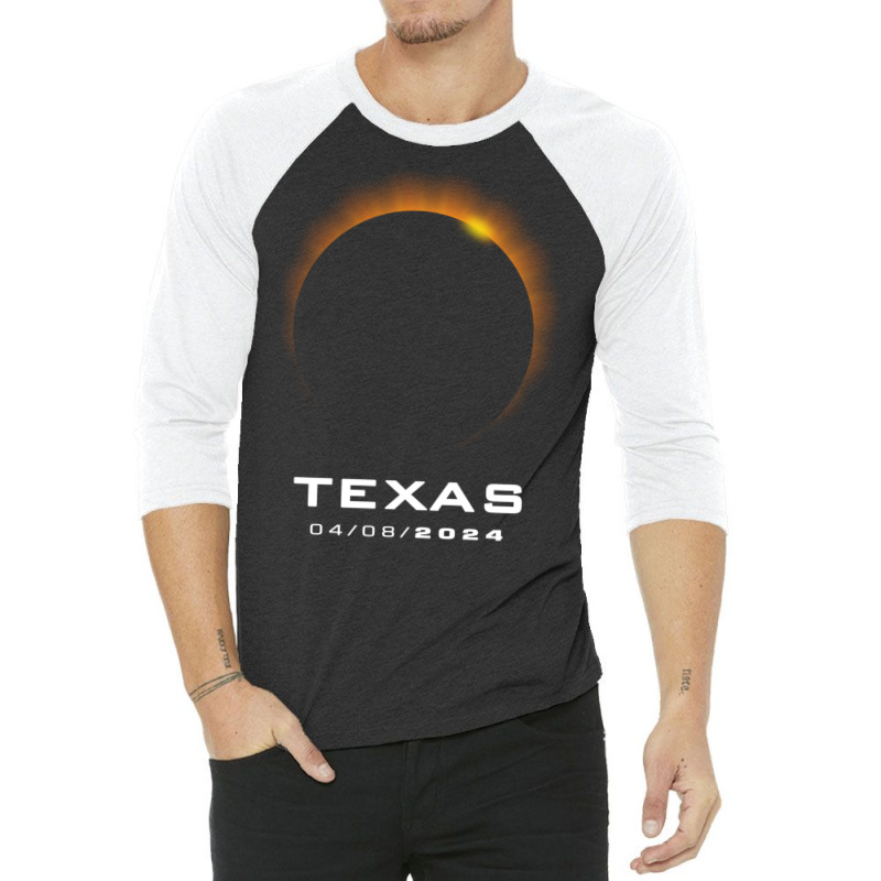 Total Solar Eclipse 2024 Texas Long Sleeve T Shirt 3/4 Sleeve Shirt by cm-arts | Artistshot