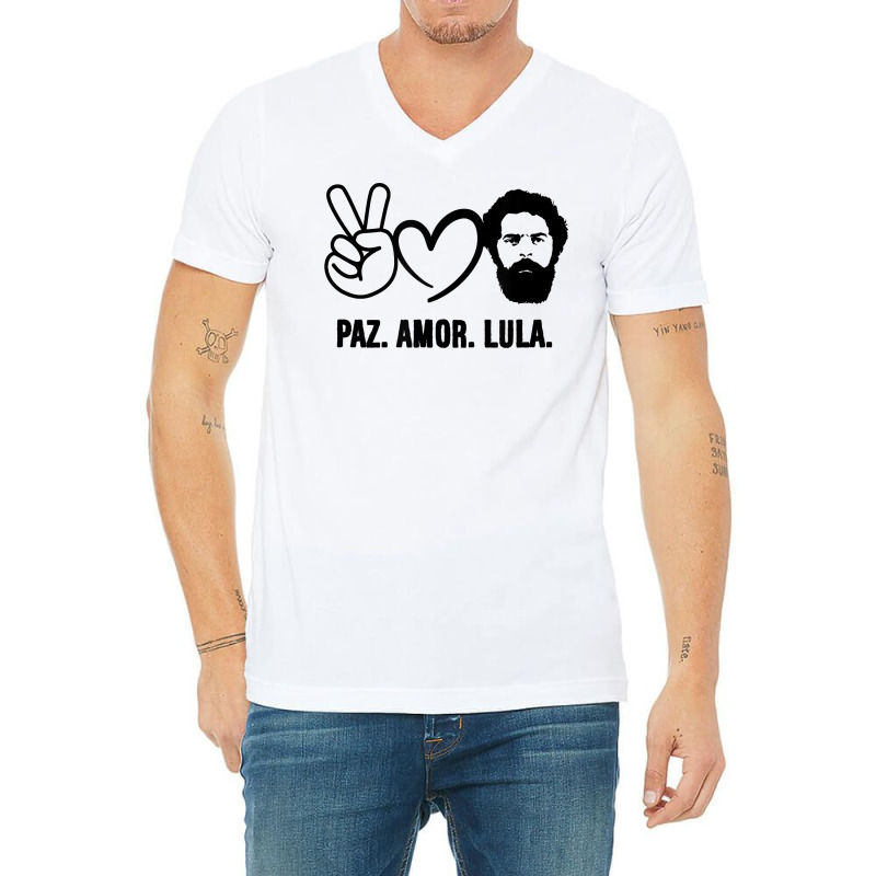 Paz Amor Peace Love Lula 2022 President Of Brazil Vintage T Shirt V-Neck Tee by cm-arts | Artistshot